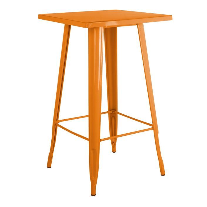 Table de bar carrée acier brillant orange Kontoir 60 cm - Photo n°1