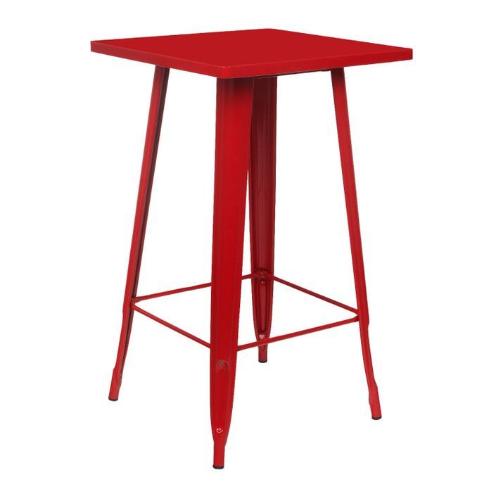 Table de bar carrée acier brillant rouge Kontoir 60 cm - Photo n°1