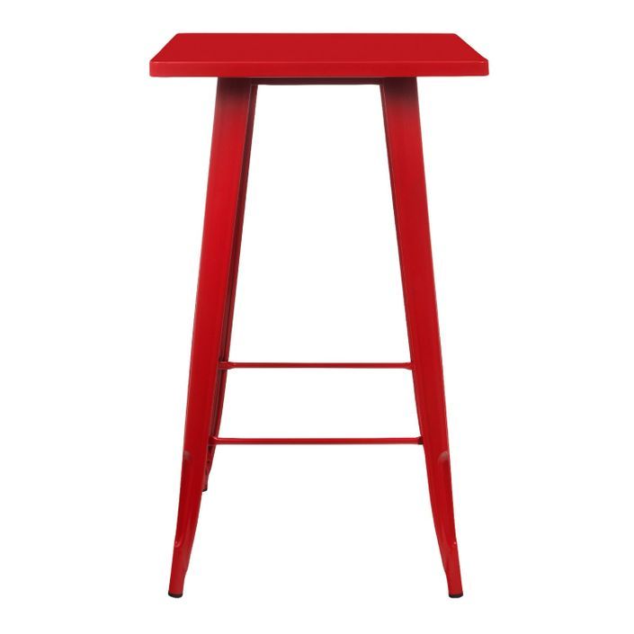 Table de bar carrée acier brillant rouge Kontoir 60 cm - Photo n°2