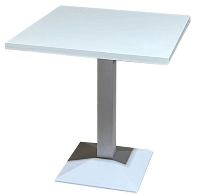 Table de bar carrée bois blanc et pied acier blanc Snooka 70 cm - Photo n°1