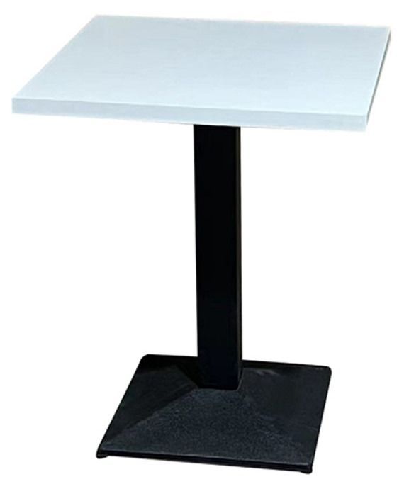 Table de bar carrée bois blanc et pied acier noir Snooka 70 cm - Photo n°1