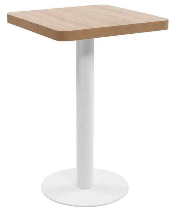Table de bar carrée bois clair et pied métal blanc Kalas 50 cm - Photo n°1