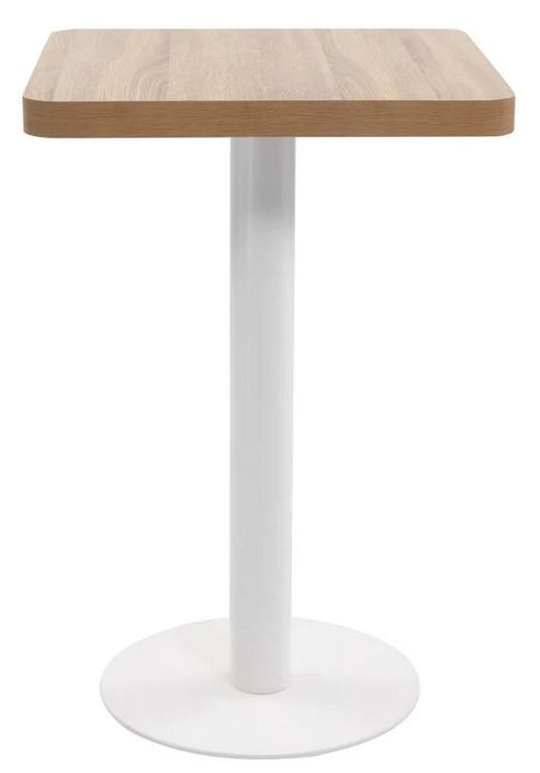 Table de bar carrée bois clair et pied métal blanc Kalas 50 cm - Photo n°2