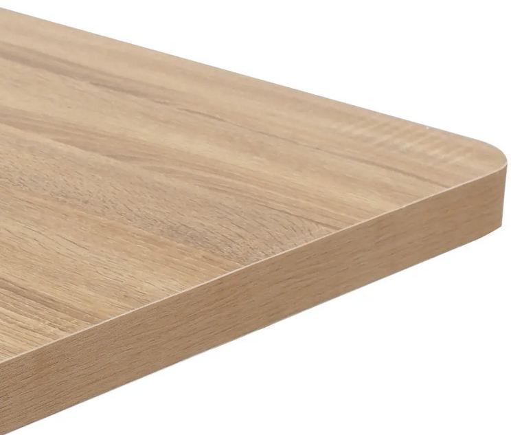 Table de bar carrée bois clair et pied métal blanc Kalas 50 cm - Photo n°4