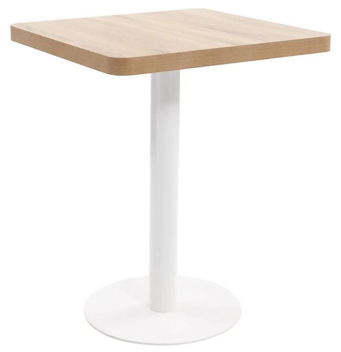 Table de bar carrée bois clair et pied métal blanc Kalas 60 cm - Photo n°1