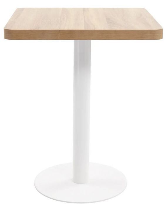 Table de bar carrée bois clair et pied métal blanc Kalas 60 cm - Photo n°2