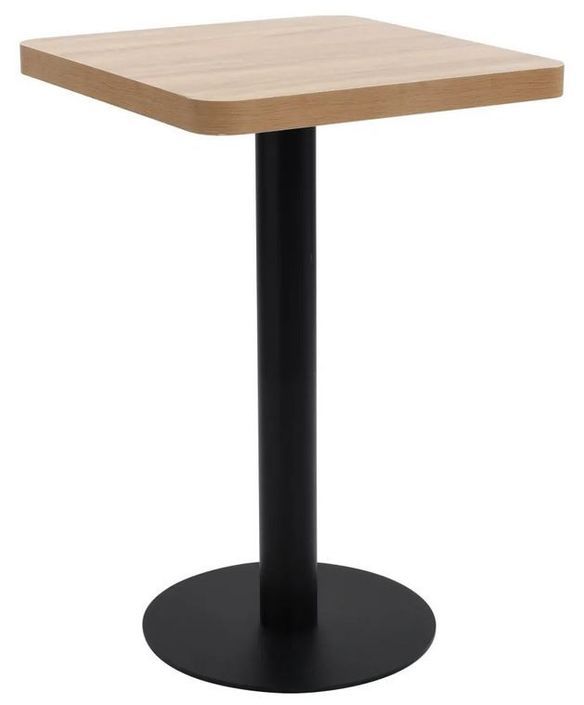 Table de bar carrée bois clair et pied métal noir Kalas 50 cm - Photo n°1