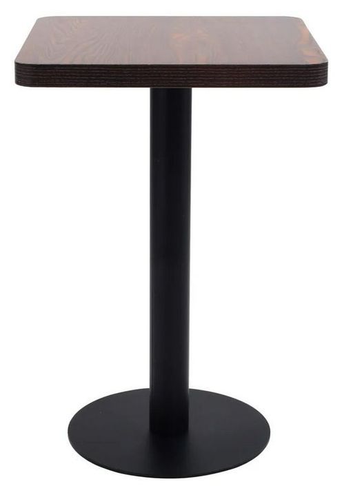 Table de bar carrée bois foncé et pied métal noir Kalas 50 cm - Photo n°2