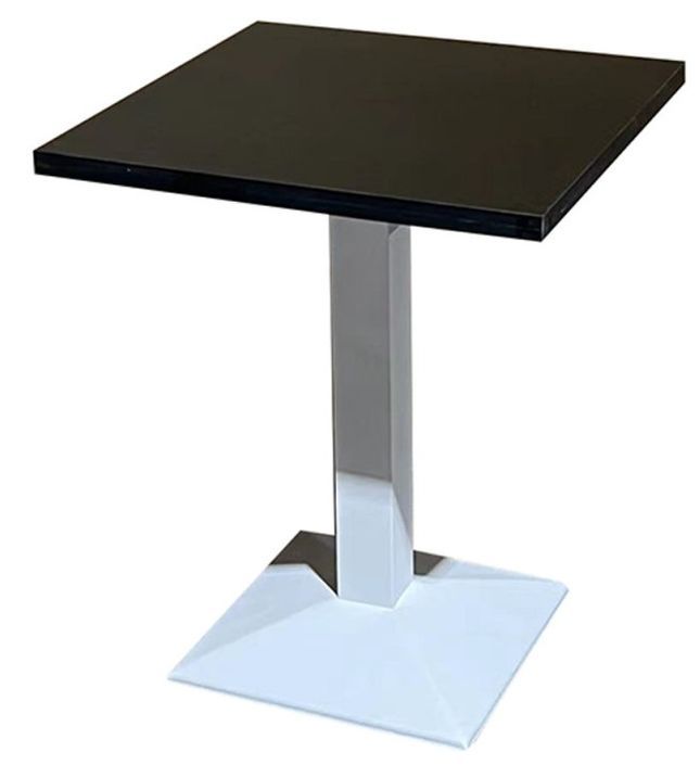 Table de bar carrée bois noir et pied acier blanc Snooka 70 cm - Photo n°1