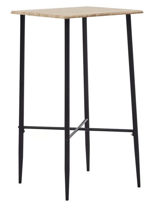 Table de bar carrée chêne clair et pieds métal noir Anivu 60 cm - Photo n°1