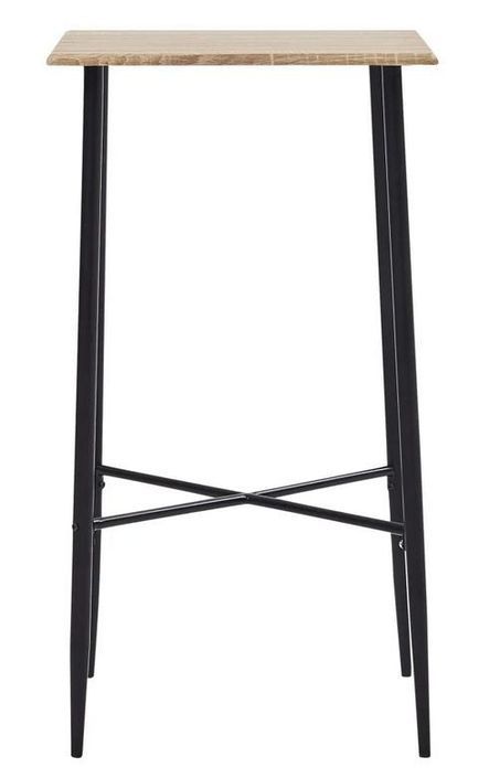 Table de bar carrée chêne clair et pieds métal noir Anivu 60 cm - Photo n°2