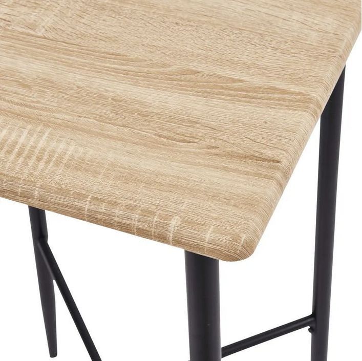 Table de bar carrée chêne clair et pieds métal noir Anivu 60 cm - Photo n°4