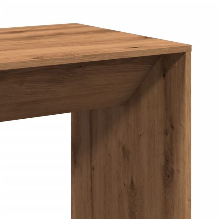 Table de bar chêne artisanal 51x50x103,5 cm bois d'ingénierie - Photo n°7