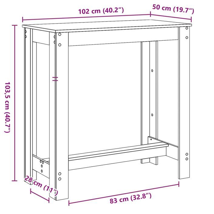 Table de bar chêne marron 102x50x103,5 cm bois d'ingénierie - Photo n°9