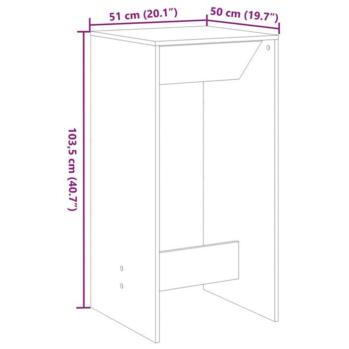 Table de bar chêne marron 51x50x103,5 cm bois d'ingénierie - Photo n°9