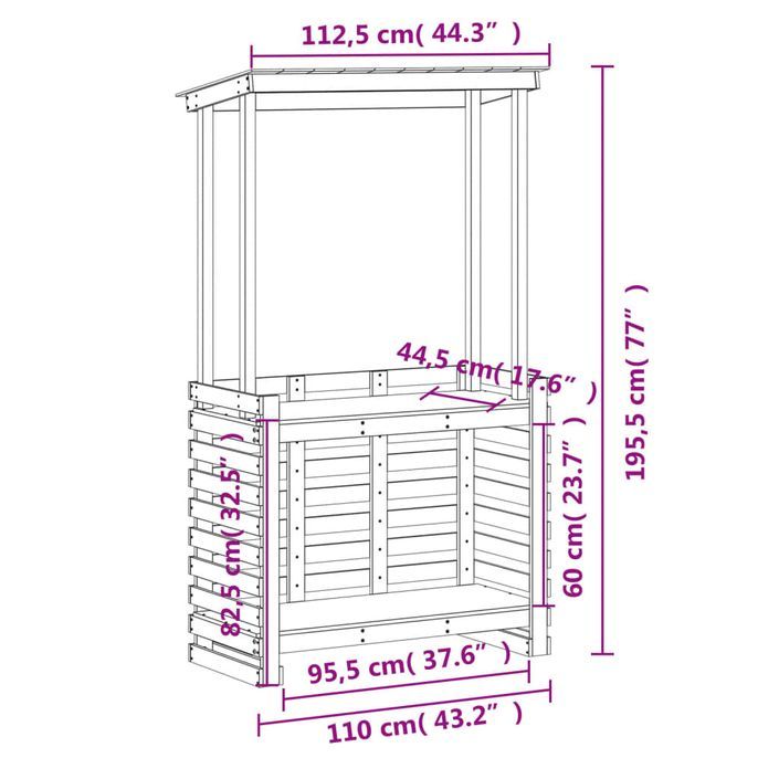 Table de bar d'extérieur et toit 112,5x57x195,5 cm bois massif - Photo n°9