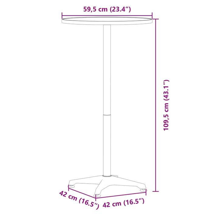 Table de bar d’extérieur réglable en hauteur aluminium - Photo n°8