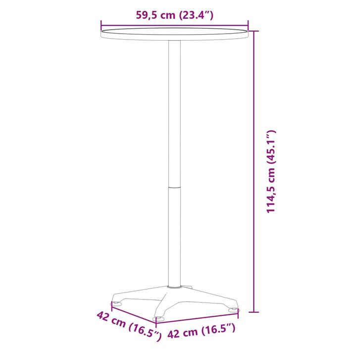 Table de bar d’extérieur réglable en hauteur aluminium - Photo n°9