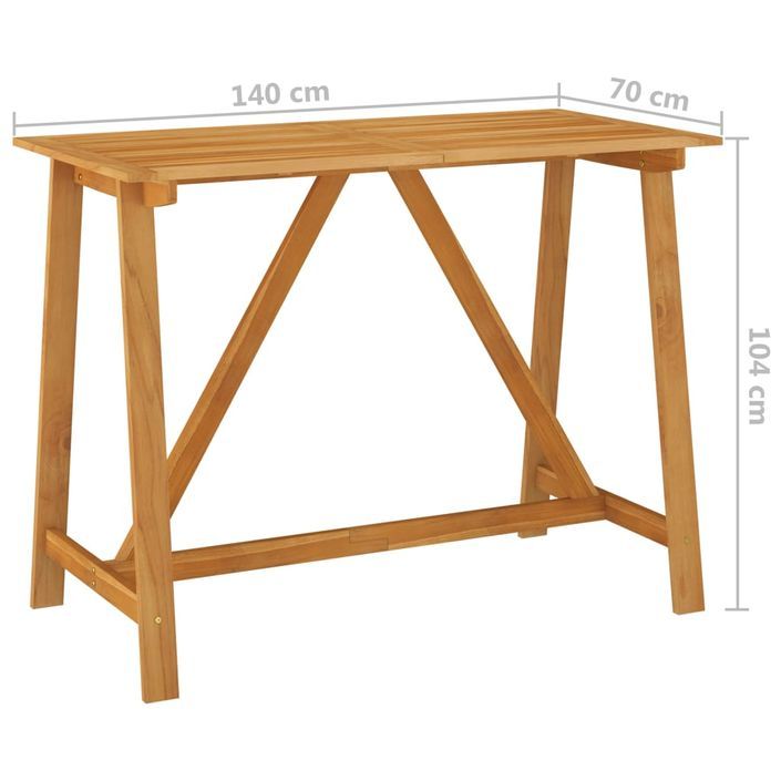 Table de bar de jardin 140x70x104 cm Bois d'acacia massif - Photo n°6