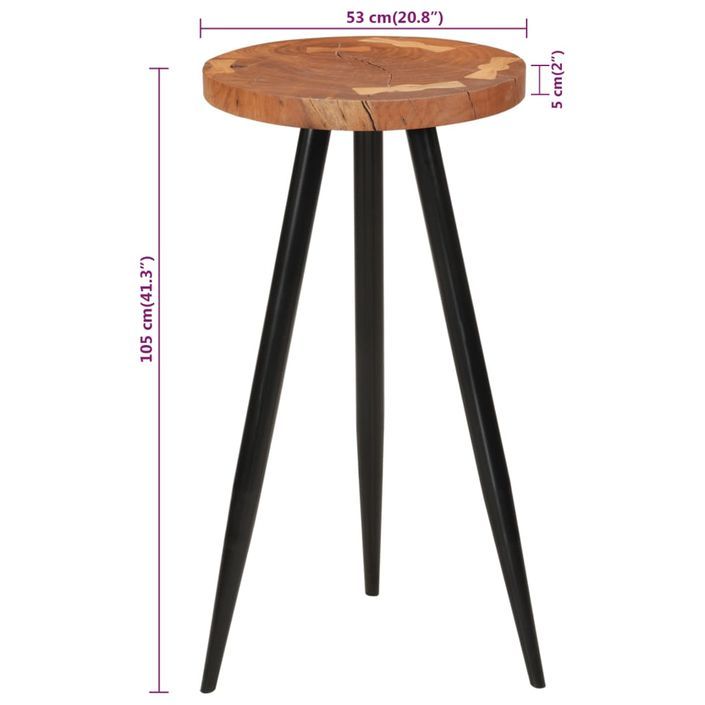 Table de bar en rondins Ø53x105 cm bois d'acacia solide - Photo n°6