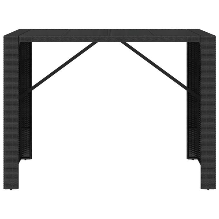 Table de bar et dessus en verre noir 145x80x110 cm poly rotin - Photo n°3