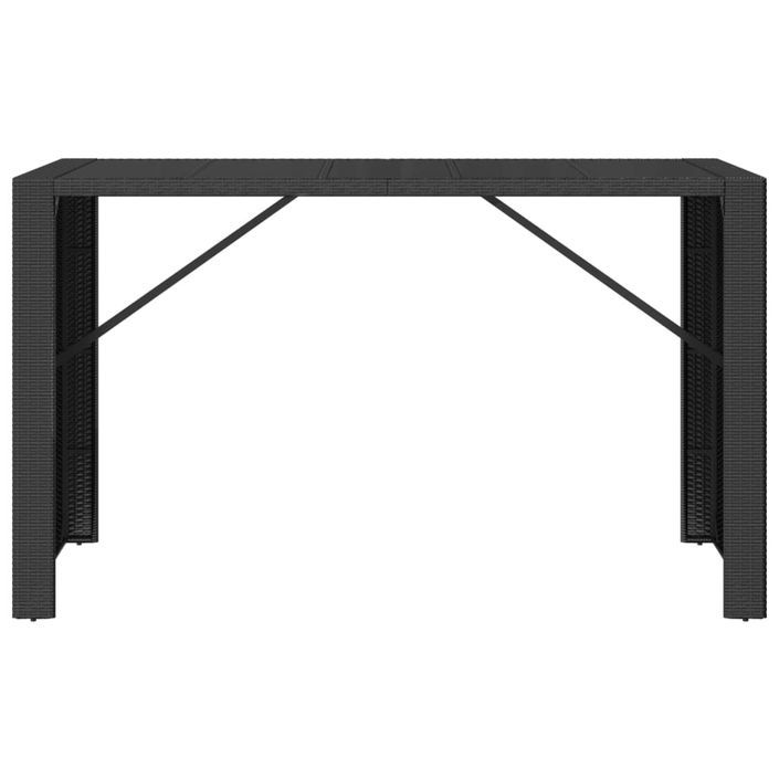 Table de bar et dessus en verre noir 185x80x110 cm poly rotin - Photo n°3