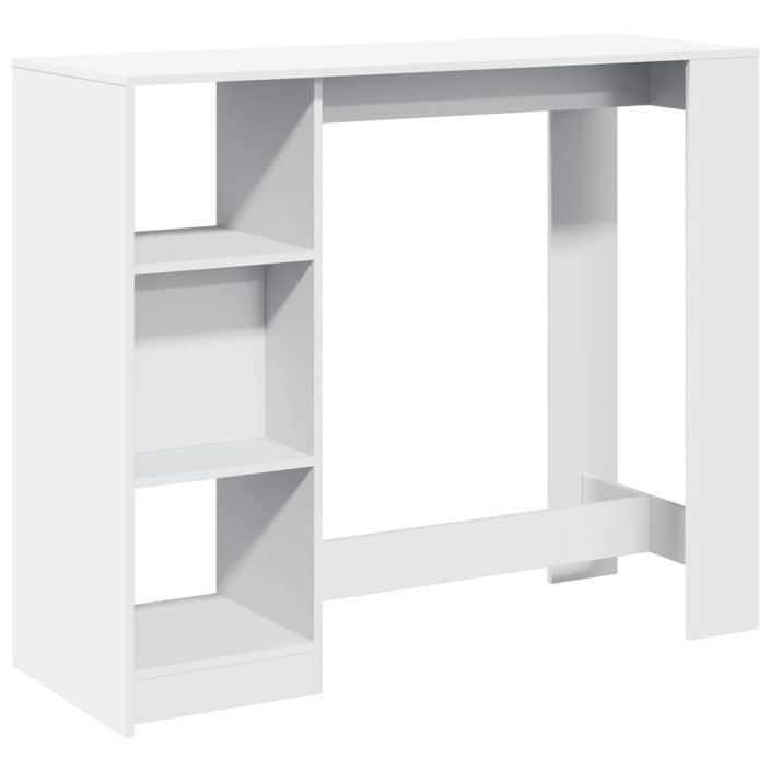 Table de bar et étagère blanc 124x46x103,5 cm bois d'ingénierie - Photo n°2