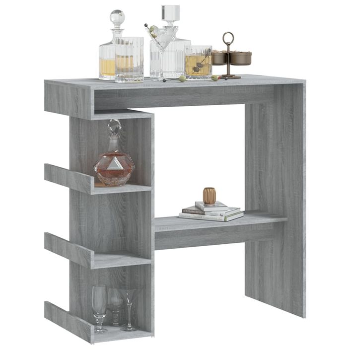 Table de bar et étagère de rangement Sonoma gris 100x50x101,5cm - Photo n°4