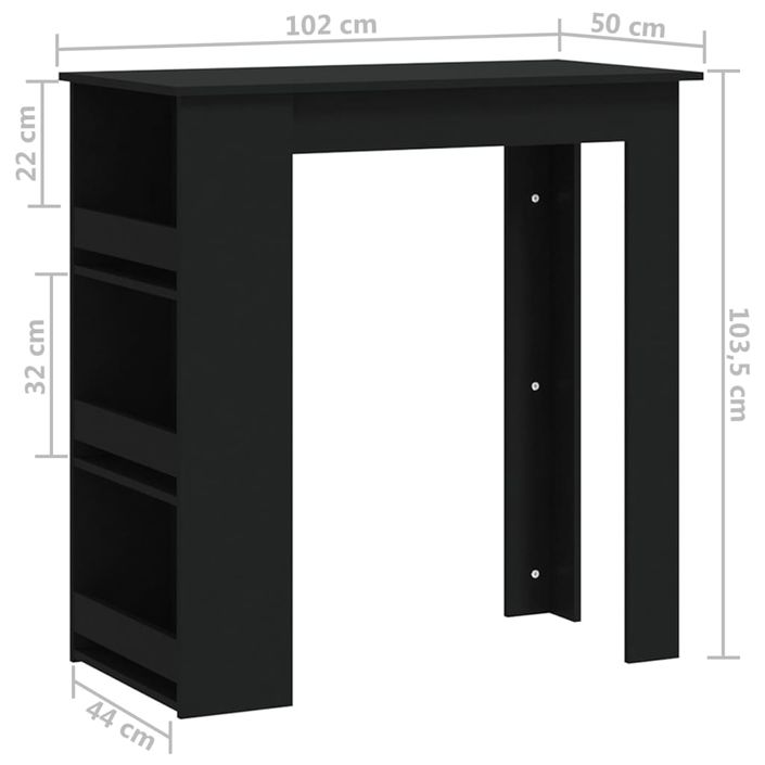 Table de bar et rangement Noir 102x50x103,5cm Bois d'ingénierie - Photo n°7