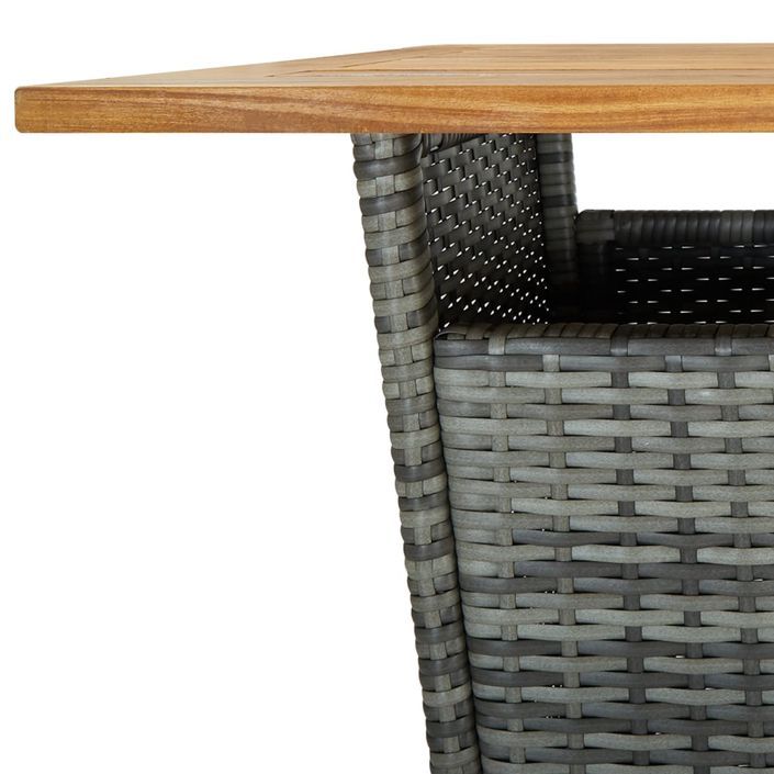 Table de bar Gris 60x60x110 cm Résine tressée et bois d'acacia - Photo n°5