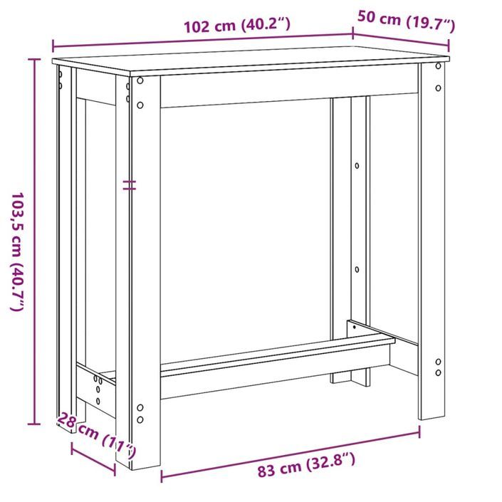 Table de bar gris béton 102x50x103,5 cm bois d'ingénierie - Photo n°9