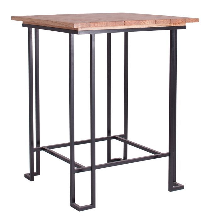 Table de bar mahogany massif clair et pieds métal noir Saxxo - Photo n°1