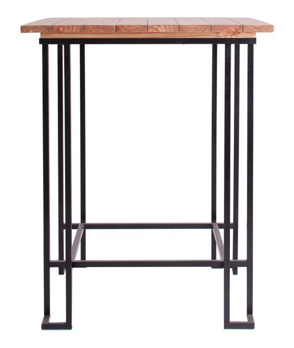 Table de bar mahogany massif clair et pieds métal noir Saxxo - Photo n°2