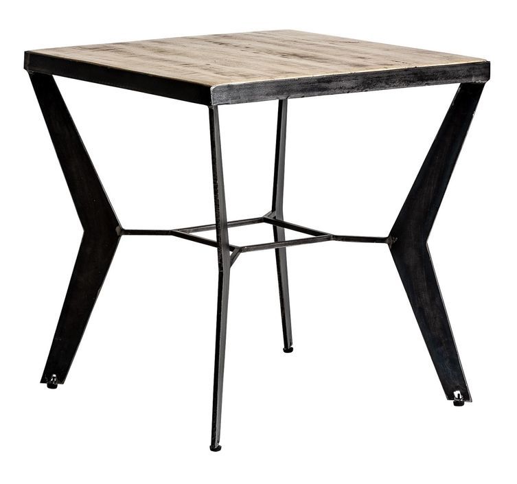 Table de bar manguier massif clair et métal noir Waris - Photo n°1