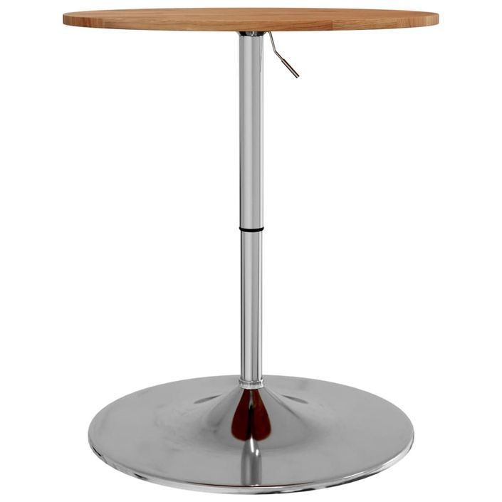 Table de bar marron clair Ø60x89,5 cm bois massif de chêne - Photo n°5