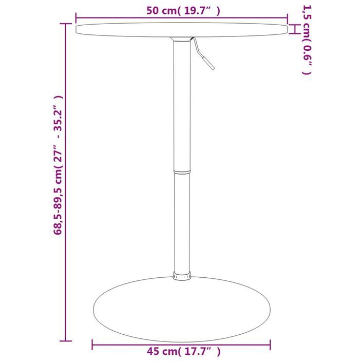 Table de bar marron foncé Ø50x89,5 cm bois massif de chêne - Photo n°12