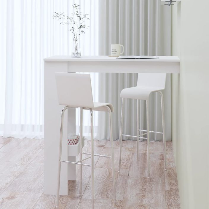 Table de bar murale Blanc 102x45x103,5 cm Bois d'ingénierie - Photo n°6