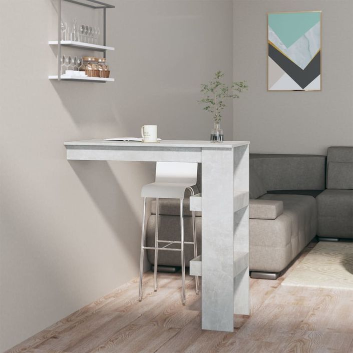 Table de bar murale Gris Béton 102x45x103,5cm Bois d'ingénierie - Photo n°1