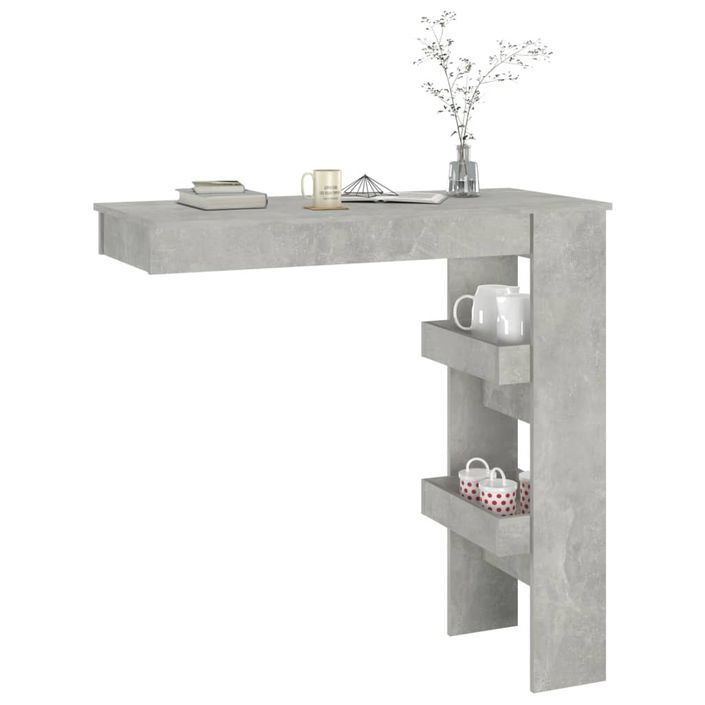 Table de bar murale Gris Béton 102x45x103,5cm Bois d'ingénierie - Photo n°7