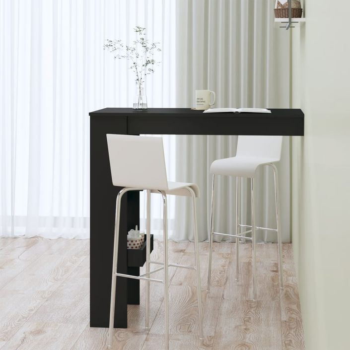 Table de bar murale Noir 102x45x103,5 cm Bois d'ingénierie - Photo n°6