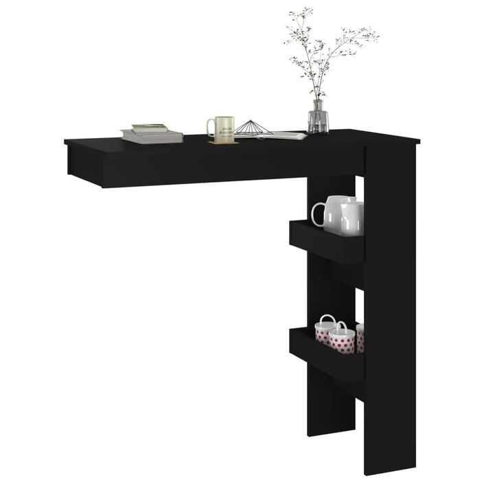 Table de bar murale Noir 102x45x103,5 cm Bois d'ingénierie - Photo n°7