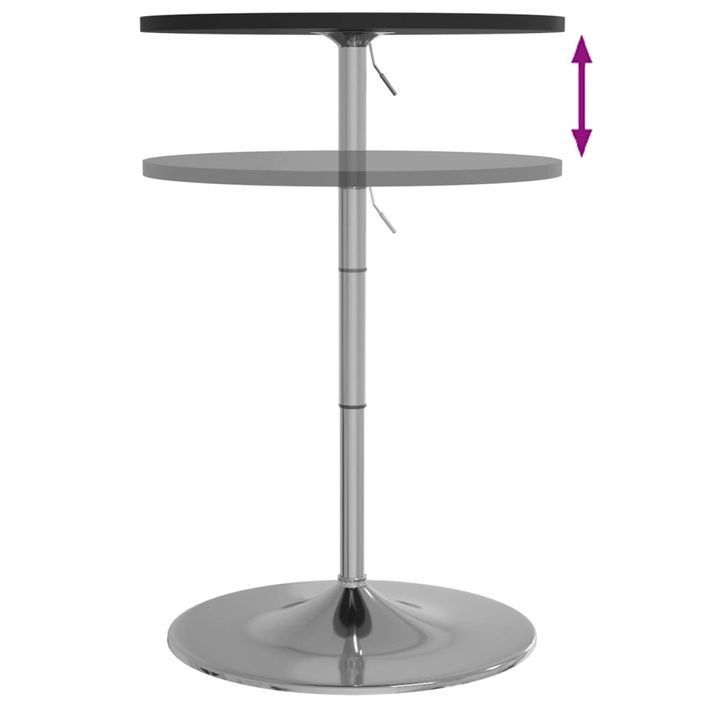 Table de bar noir 60x60x90 cm bois d'ingénierie et acier chromé - Photo n°9
