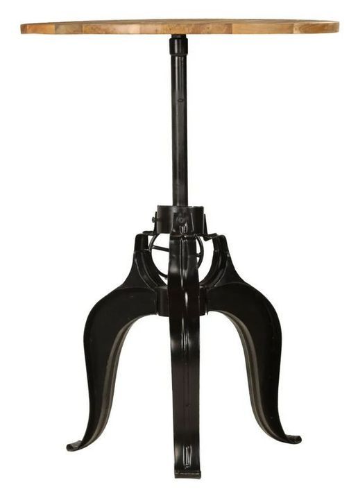 Table de bar réglable manguier massif clair et pieds métal noir Toven D 75 cm - Photo n°4