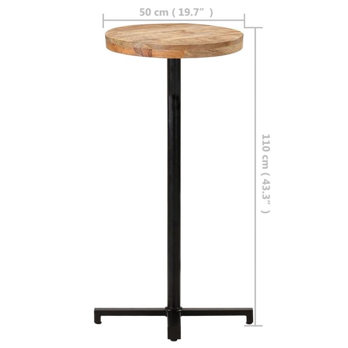 Table de bar Ronde Ø50x110 cm Bois de manguier brut - Photo n°6