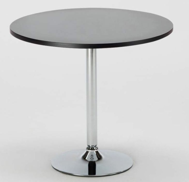 Table de bar ronde acier chrome et bois noir Kindar D70xH76.5 cm - Photo n°1