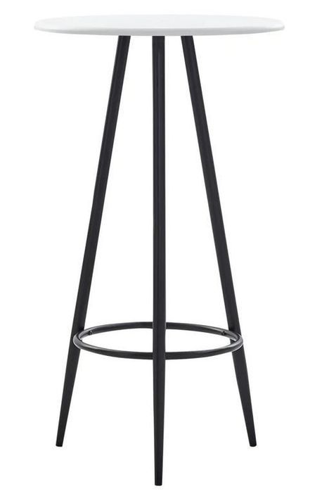 Table de bar ronde bois blanc et pieds métal noir Akira D 60 cm - Photo n°1