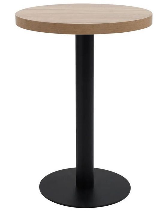 Table de bar ronde bois clair et pieds métal noir Beth D 60 cm - Photo n°1