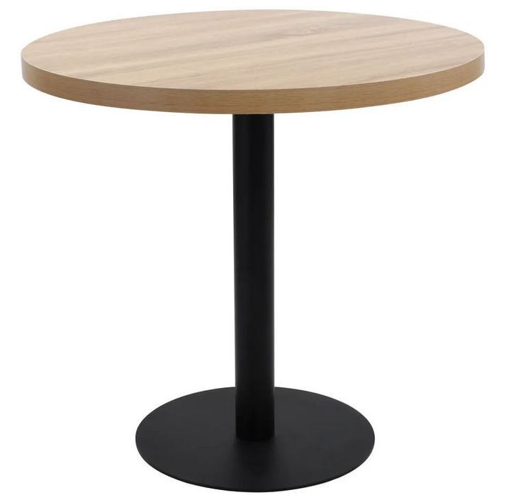 Table de bar ronde bois clair et pieds métal noir Beth D 80 cm - Photo n°1