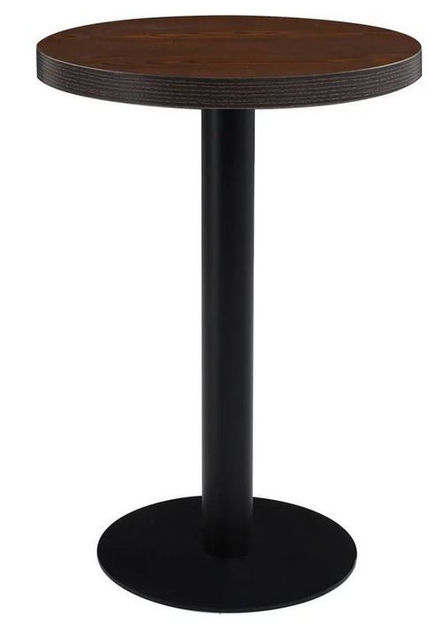 Table de bar ronde bois foncé et pieds métal noir Beth D 60 cm - Photo n°1