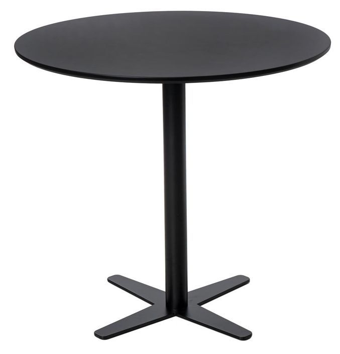 Table de bar ronde bois noir et pieds acier noir Cooky 80 cm - Photo n°1